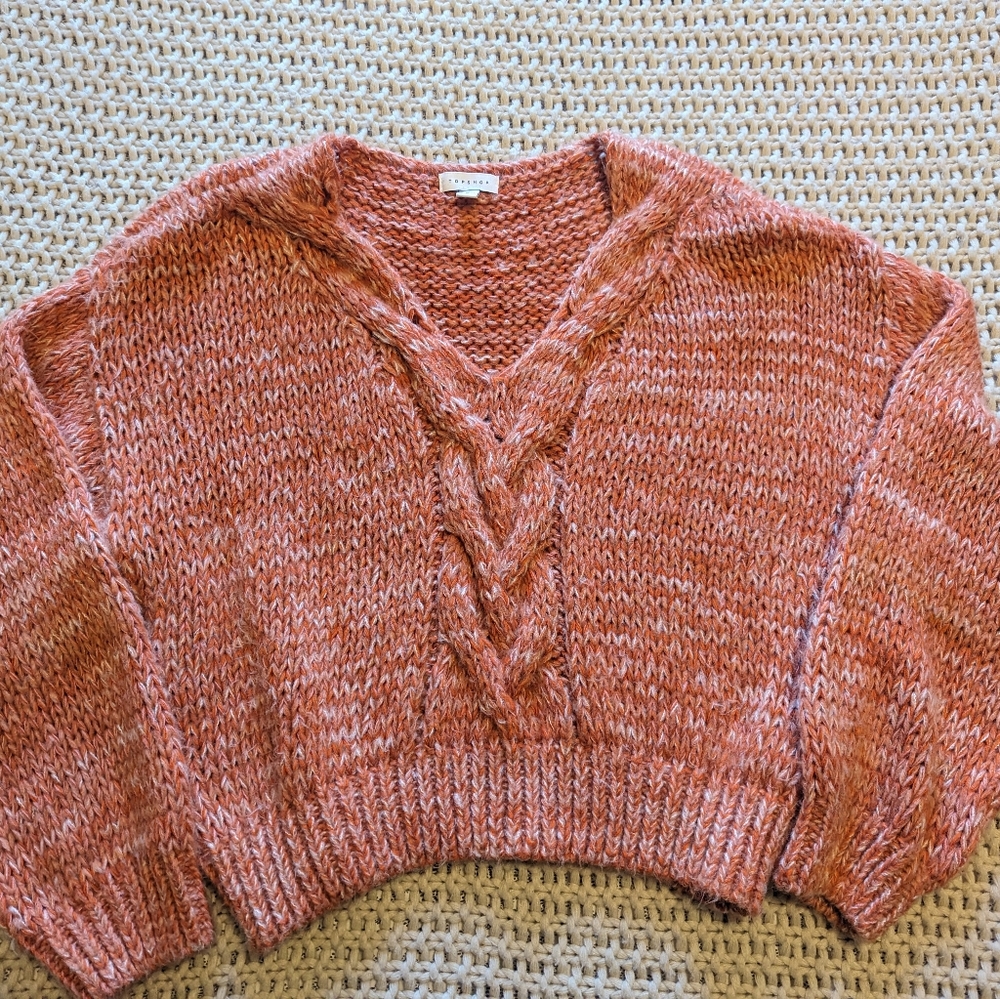 NWOT Topshop Cropped Cable V-Neck